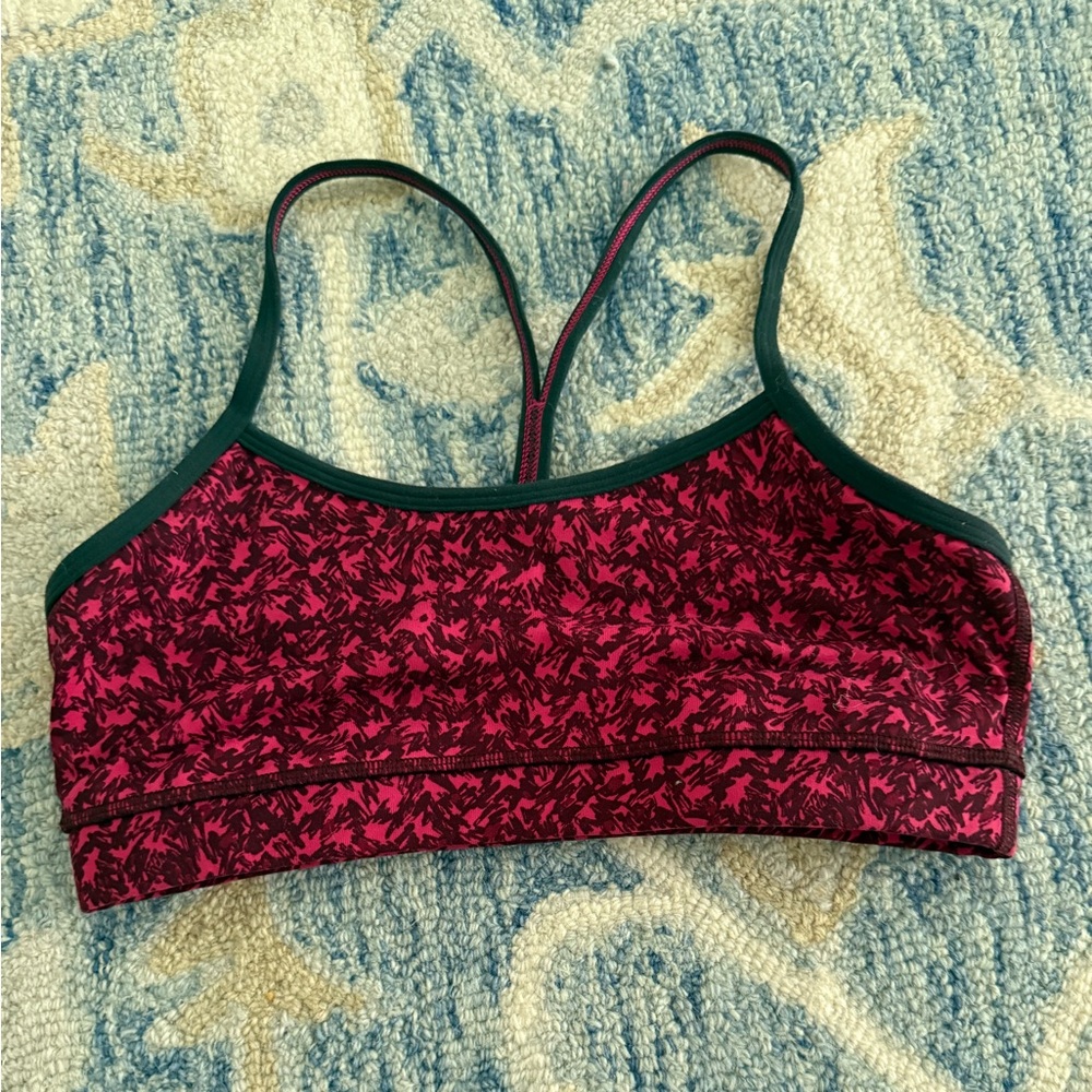 Women's Pink and dark green lululemon Sports Bra
